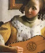Jan Vermeer Detail of  Woman is playing Guitar France oil painting artist